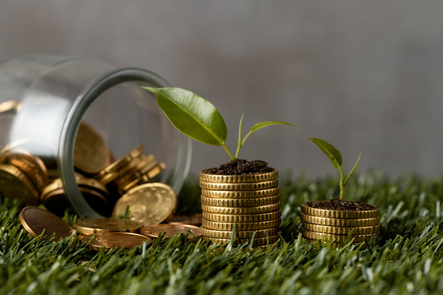 coins and glass jar