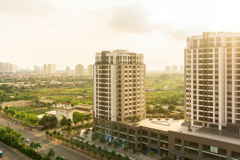 two multi storey buildings