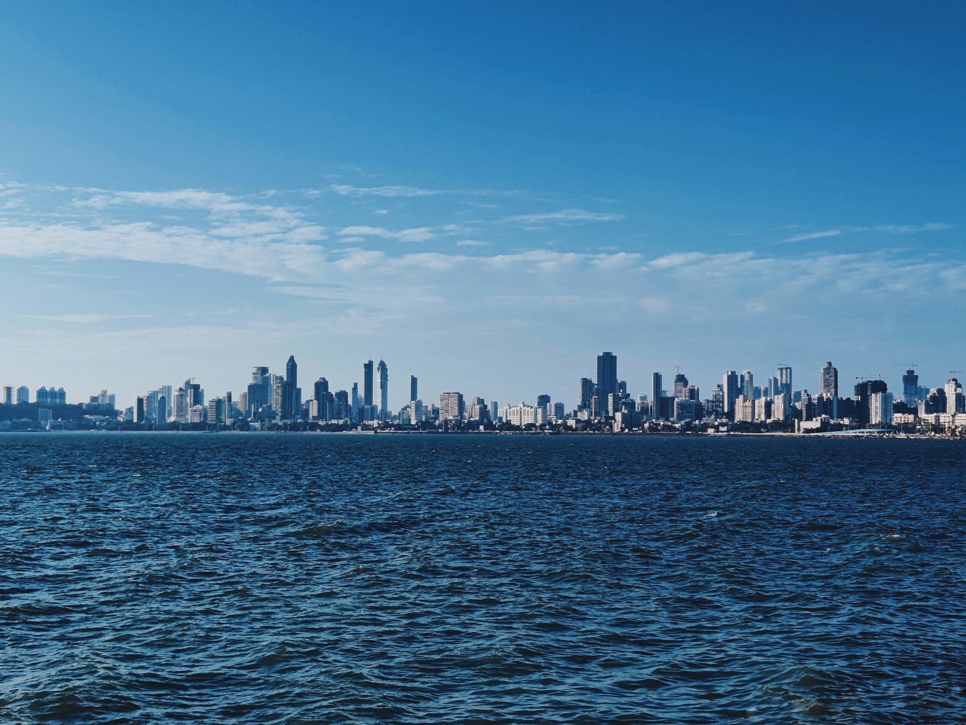 view of south mumbai from the sea
